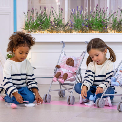 JC Toys | Berenguer Boutique | Single Umbrella Baby Doll Stroller | Elephant Theme | Pink | Ages 2 + JC Toys