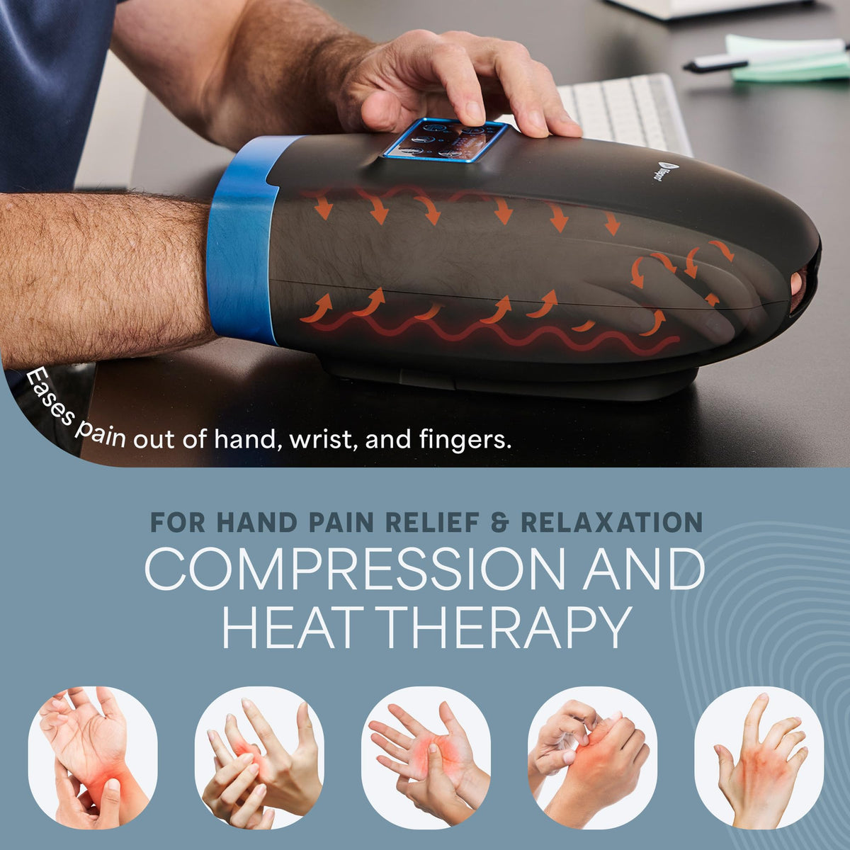 Lifepro Legra Cordless Hand Massager, Heat, Compression, Vibration- 5 Modes