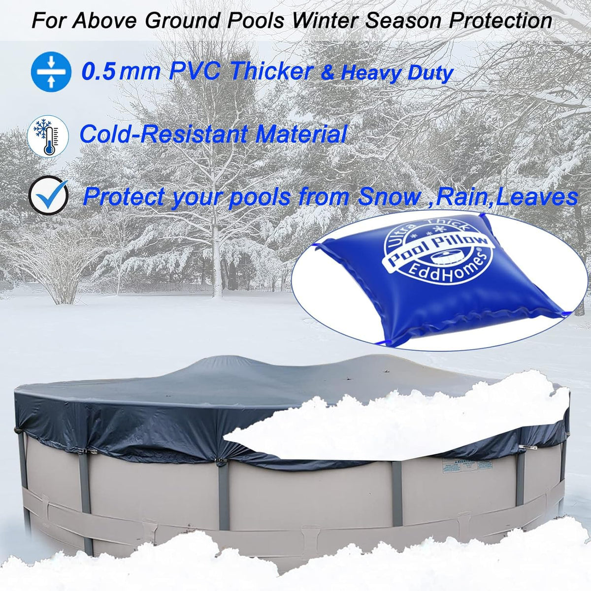 4x8ft Pool Pillow for Above Ground Pools, 0.5mm Extra Thick & Strong Cold-Resistant Poo l Pillows for Closing Winter, Pool Pillow 4x8' for Winterizing to Last All Season(Durable/with 33ft Rope) 🍁 All In One Marketplace Canada