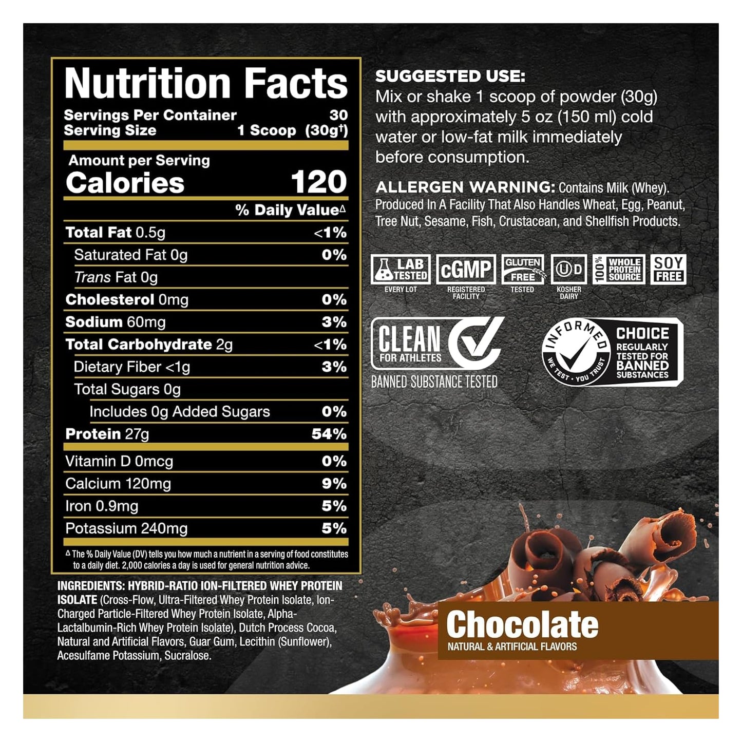 ALLMAX ISOFLEX 100% Ultra-Pure Whey Protein Isolate Powder - Chocolate - 2 lb
