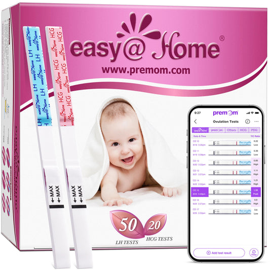 Easy@Home 50 Ovulation & 20 Pregnancy Test Strips Kits: Easy to Use Sensitive Accurate Reliable Fertility Predictor (Pink)