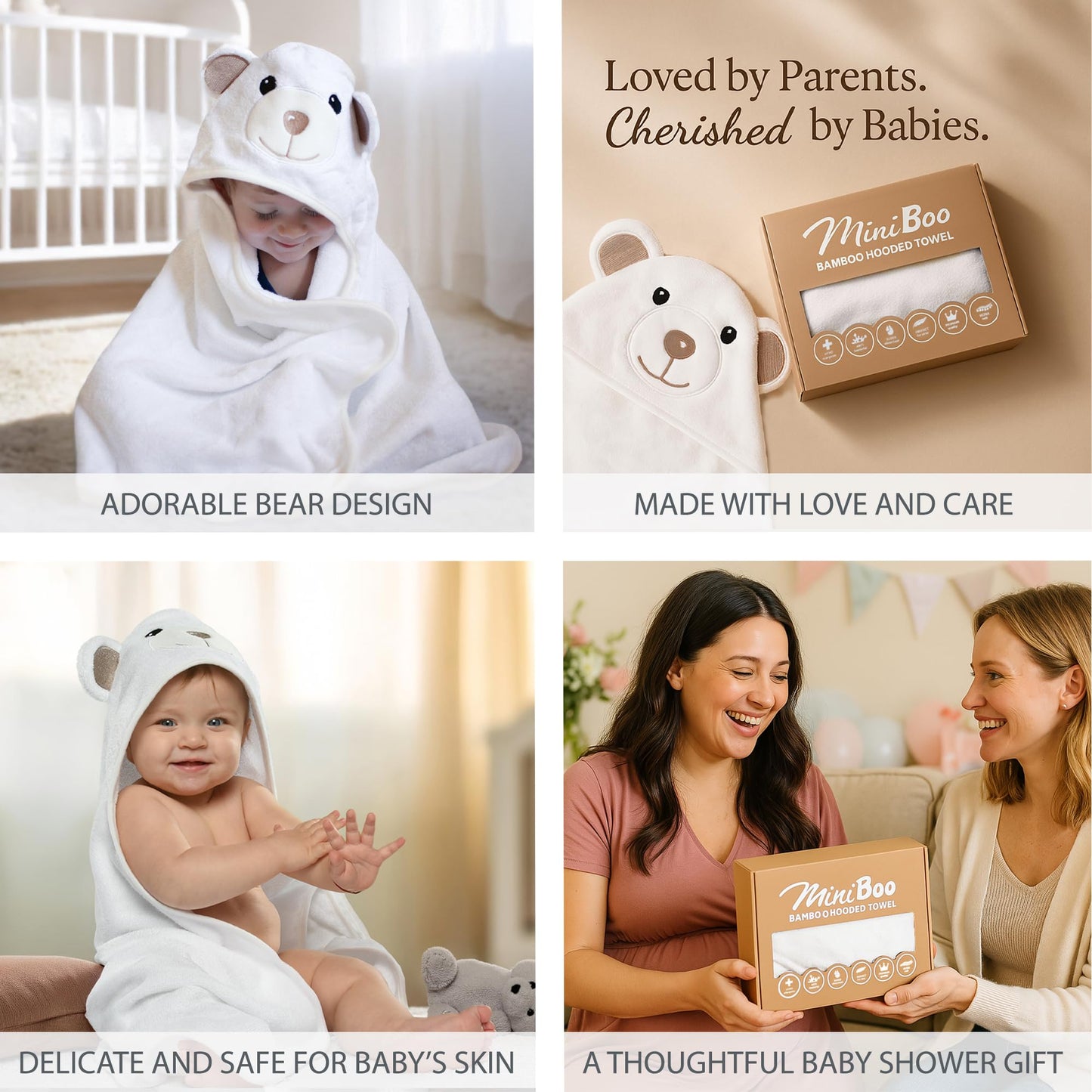 Premium Ultra Soft Organic Bamboo Baby Hooded Towel with Unique Design – Hypoallergenic Baby Towels for Infant and Toddler – Suitable as Baby Gifts