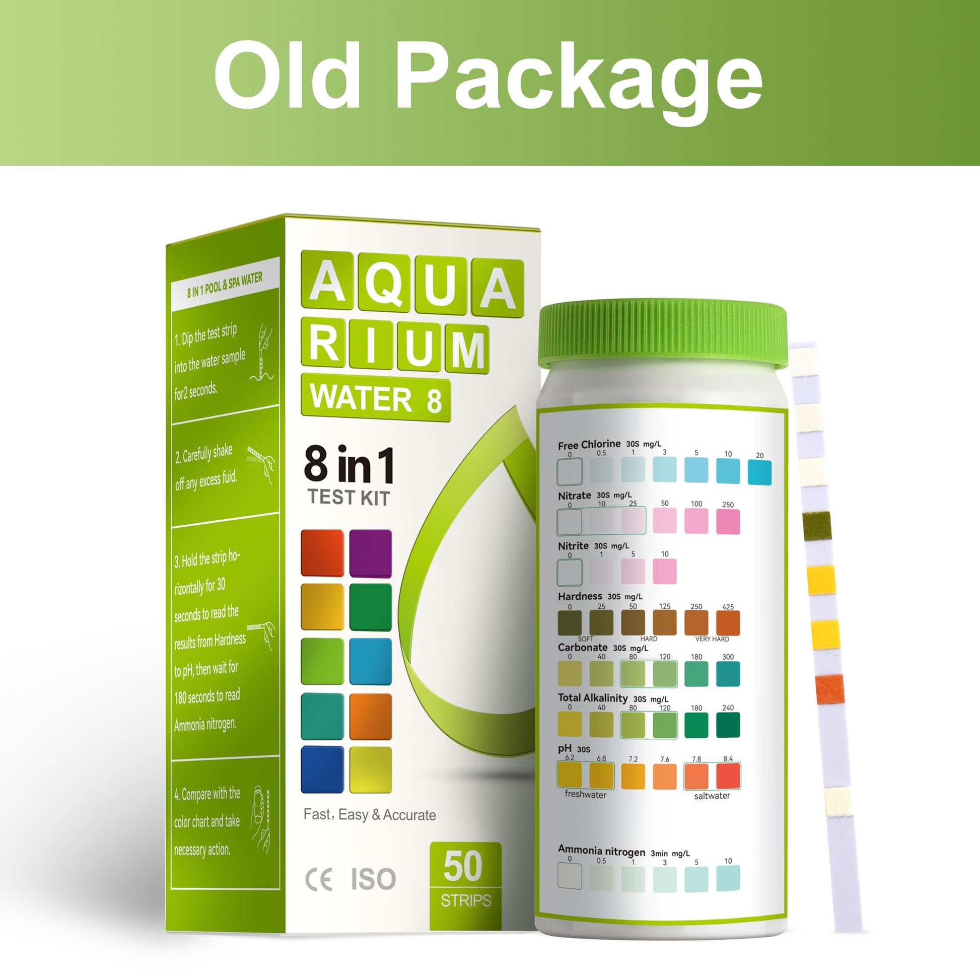 AAwipes Aquarium Ammonia Test Strips 8-in-1 | 50 Strips | Quick & Accurate Water Testing for Freshwater & Saltwater Tanks -Test pH, Carbonate, Alkalinity, Hardness, Chlorine, Nitrite, etc. (K02-50)