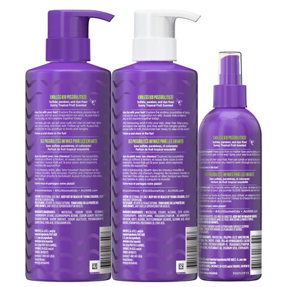 Aussie Kids Moist Detangler Pack for Kids, Shampoo & Conditioner, 475 mL each + Detangler Spray, 236 mL