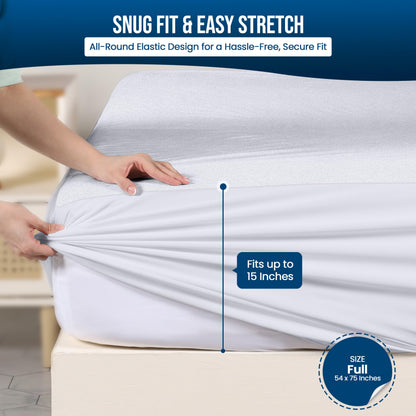 Utopia Bedding Waterproof Mattress Protector Full/Double Size, Premium Terry Mattress Cover 200 GSM, Breathable, Fitted Style with Stretchable Pockets (White)