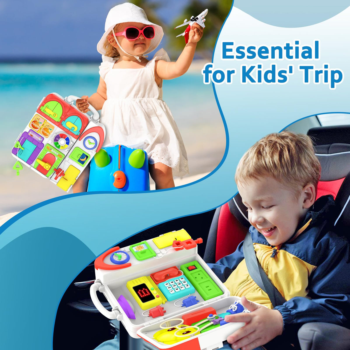 Montessori Busy Board for Toddlers 1-3 with Music, 20+ Activity Toddler Educational Toys Age 1-2, Learning Toy for 1 2 Year Old Boy Girl Christmas Birthday Gift 🍁 All In One Marketplace Canada