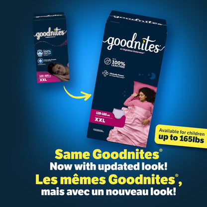 GoodNites Girls' Nighttime Bedwetting Underwear, XXL (120-165 lbs), 24 Ct GoodNites