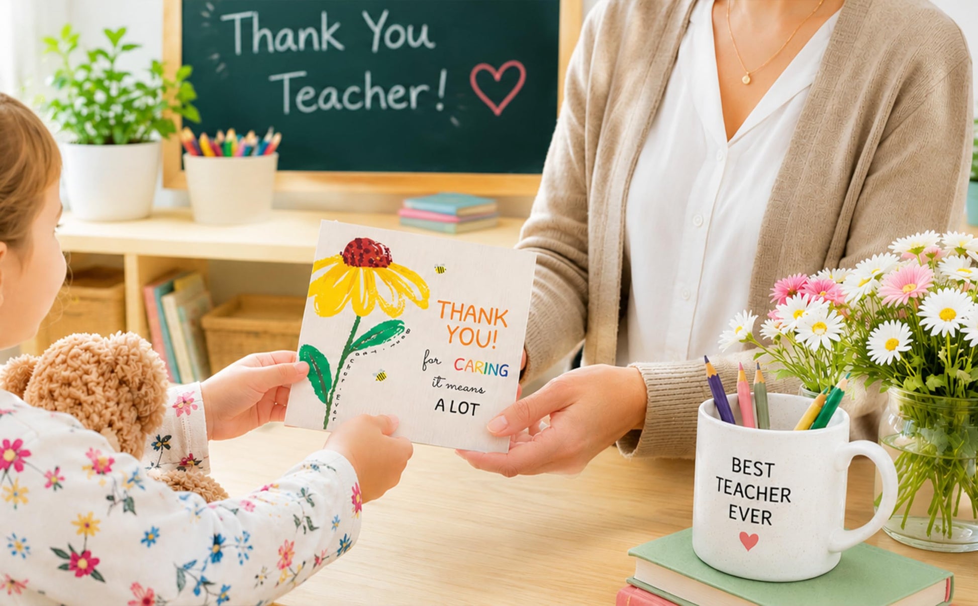 27 Teacher Thank You Cards 9 Classroom Designs with Gold Foil 15x15 cm - Available at All In One Marketplace Canada