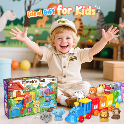 Luckades Toddler Animals Montessori Toys for 2 3 4 Year Old Boy Girl, Learning Farm Train Set with Counting Matching & Sorting for Kids 2-3 3-5 Preschool Christmas Birthday Baby Boy Girl Gifts 🍁 All In One Marketplace Canada