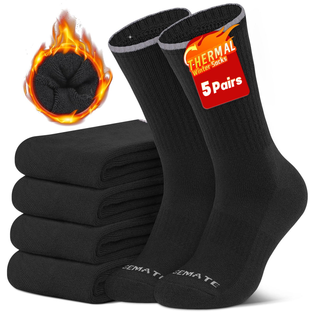 CLOSEMATE Mens Thermal Crew Socks, Warm for Winter Work Boots, 5 Pairs 🍁 All In One Marketplace Canada