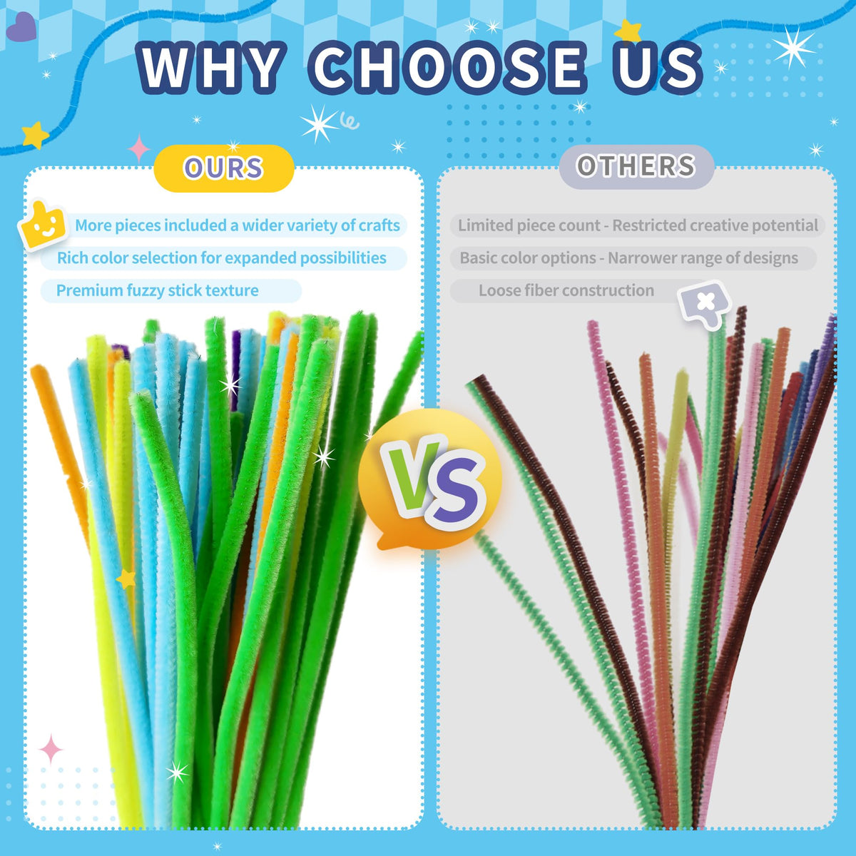 1200Pcs 24 Colors Thick Chenille Pipe Cleaners Bulk for DIY Craft 🍁 All In One Marketplace Canada