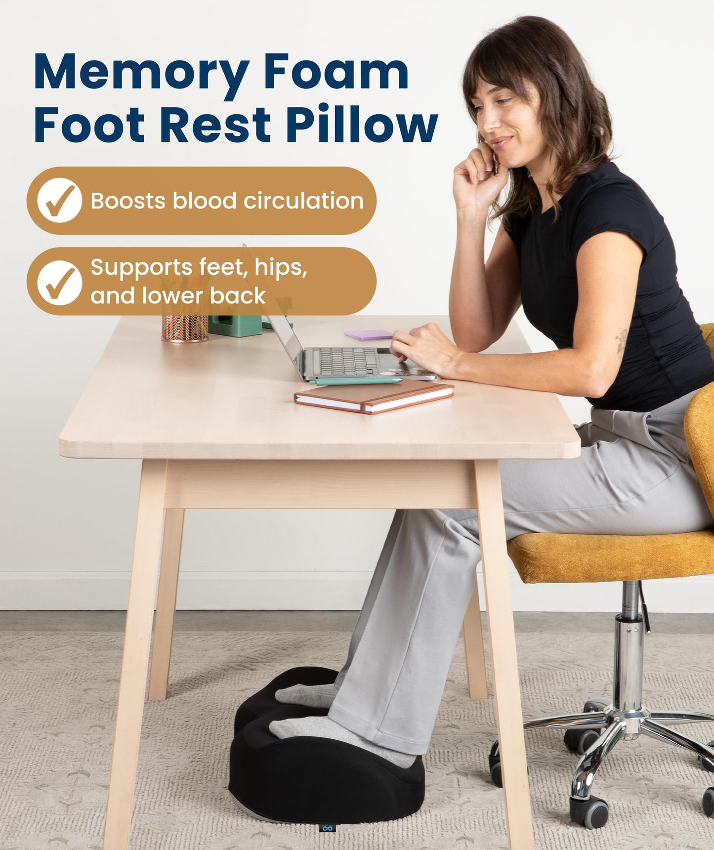 Everlasting Comfort Foot Rest for Under Desk at Work - Memory Foam Office Foot Stool & Under Desk Footrest Leg Elevation Pillow for Gaming & Home Office, Supports Posture - Available at All In One Marketplace Canada