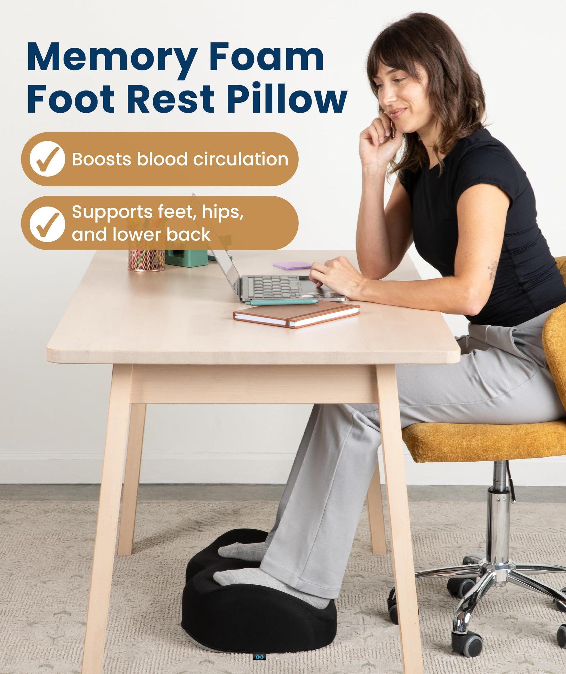 Everlasting Comfort Foot Rest for Under Desk at Work - Memory Foam Office Foot Stool & Under Desk Footrest Leg Elevation Pillow for Gaming & Home Office, Supports Posture - Available at All In One Marketplace Canada