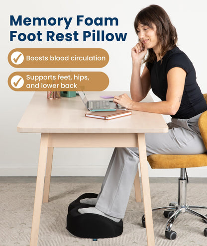 Everlasting Comfort Foot Rest for Under Desk at Work - Memory Foam Office Foot Stool & Under Desk Footrest Leg Elevation Pillow for Gaming & Home Office, Supports Posture - Available at All In One Marketplace Canada