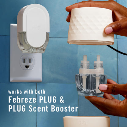 Febreze PLUG Scent Booster Starter Kit, White, Oil Diffuser, Air Freshener Plug In, Continuous Scent Device + 1 Gain Original Refill