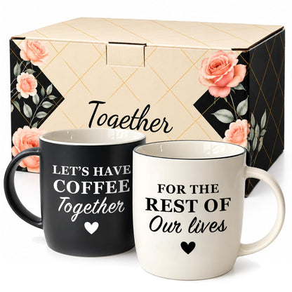 Triple Gifffted Lets Have Coffee Together Mug Set for Couples 380ml Ceramic 🍁 All In One Marketplace Canada