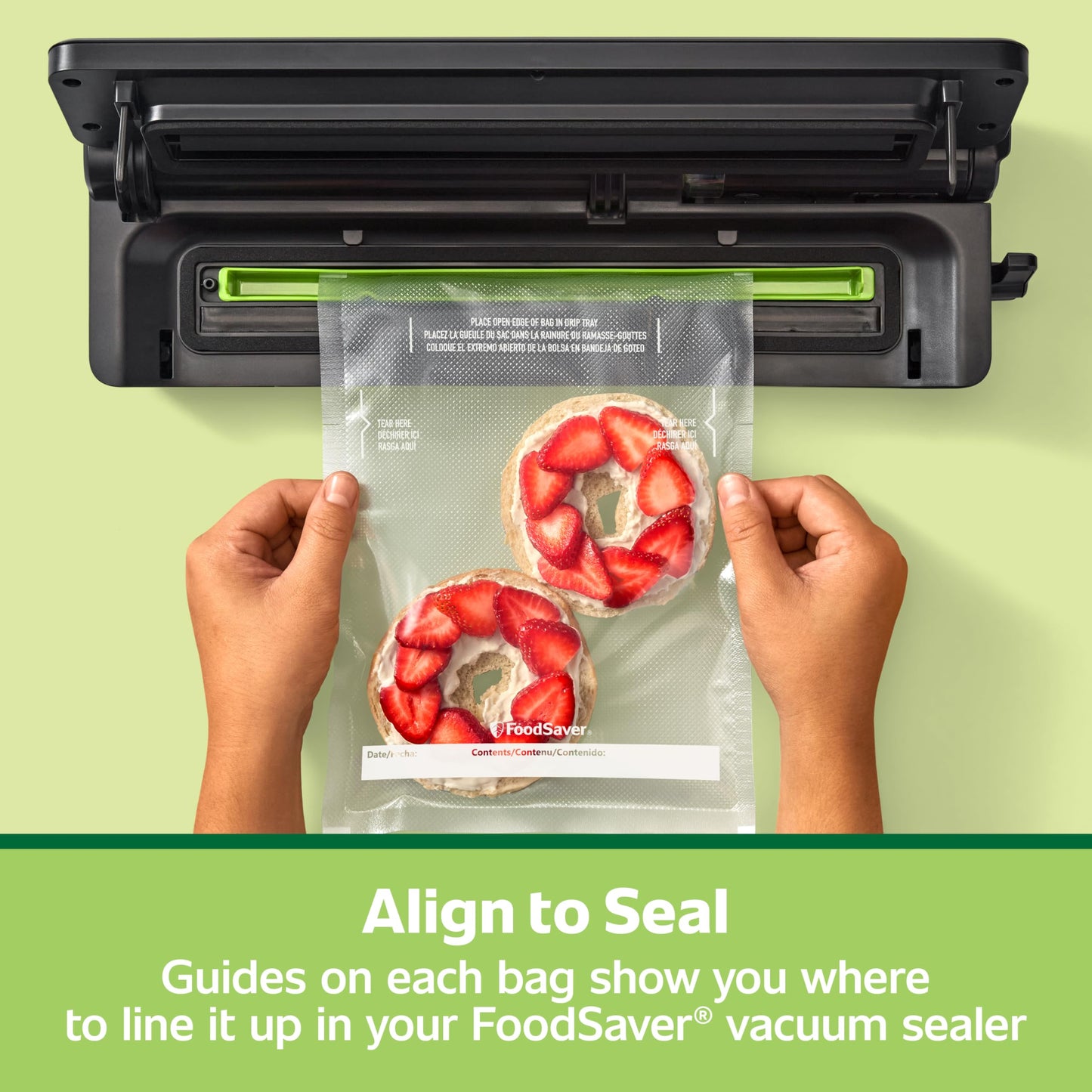 FoodSaver Quart Pre-Cut Vacuum Seal Bags (946 mL), Easy Use, Align to Seal and Tear to Open Vacuum Sealer Food Storage Bags, 43 Pack FOODSAVER