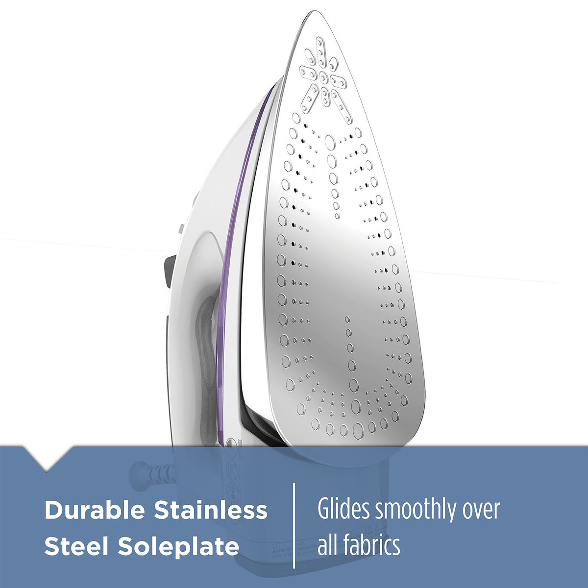 Black+Decker IR1350S Professional Steam Iron with Stainless Steel Soleplate and Extra-Long Cord, Purple