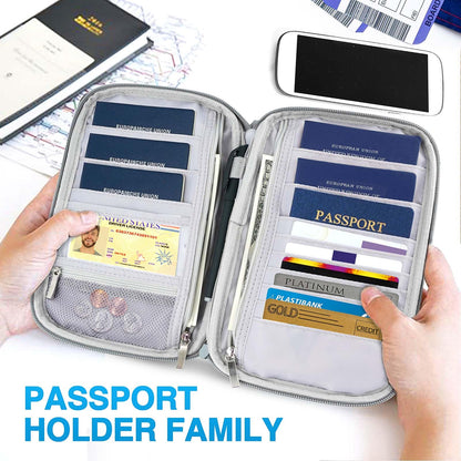 Passport Holder Family, Women RFID Blocking Passport Wallet, Travel Document Organizer for Wallets, Waterproof Passport Holders Bag for Men Traveling, Credit Cards Case