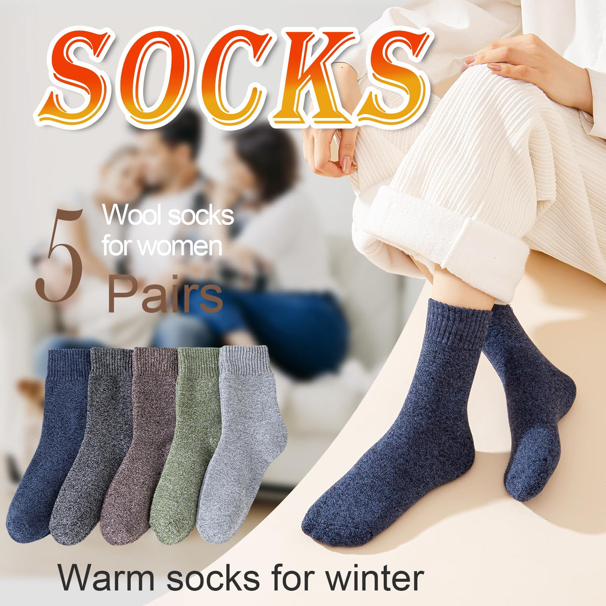 Josnown Warm Wool Blend Socks for Women 5 Pairs Thick Thermal Winter Socks 🍁 All In One Marketplace Canada