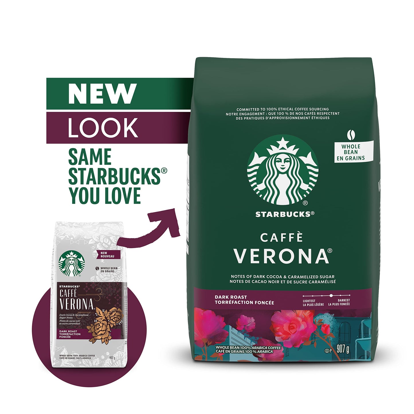 Starbucks Caffè Verona Dark Roast Whole Bean Coffee, 907g