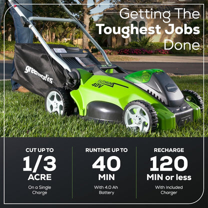 Greenworks 40V 16-inch Cordless Lawn Mower, 4.0 Ah Battery and Charger Included 25242 - Available at All In One Marketplace Canada