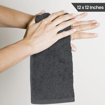 Utopia Towels Cotton Washcloths Set - 100% Ring Spun Cotton, Premium Quality Flannel Face Cloths, Highly Absorbent and Soft Feel Fingertip Towels (24 Pack, Grey)