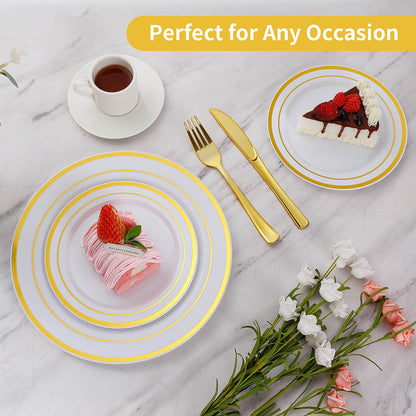 Goodluck 120PCS Gold Plastic Plates, Disposable Party Plates Gold Rim 🍁 All In One Marketplace Canada
