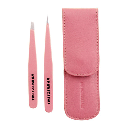 Tweezerman Exclusive Tea Rose Petite Tweeze Set - Tweezers for Eyebrows, Travel Tweezers for Eyebrows, Facial Hair, Ingrown Hair Tweezerman