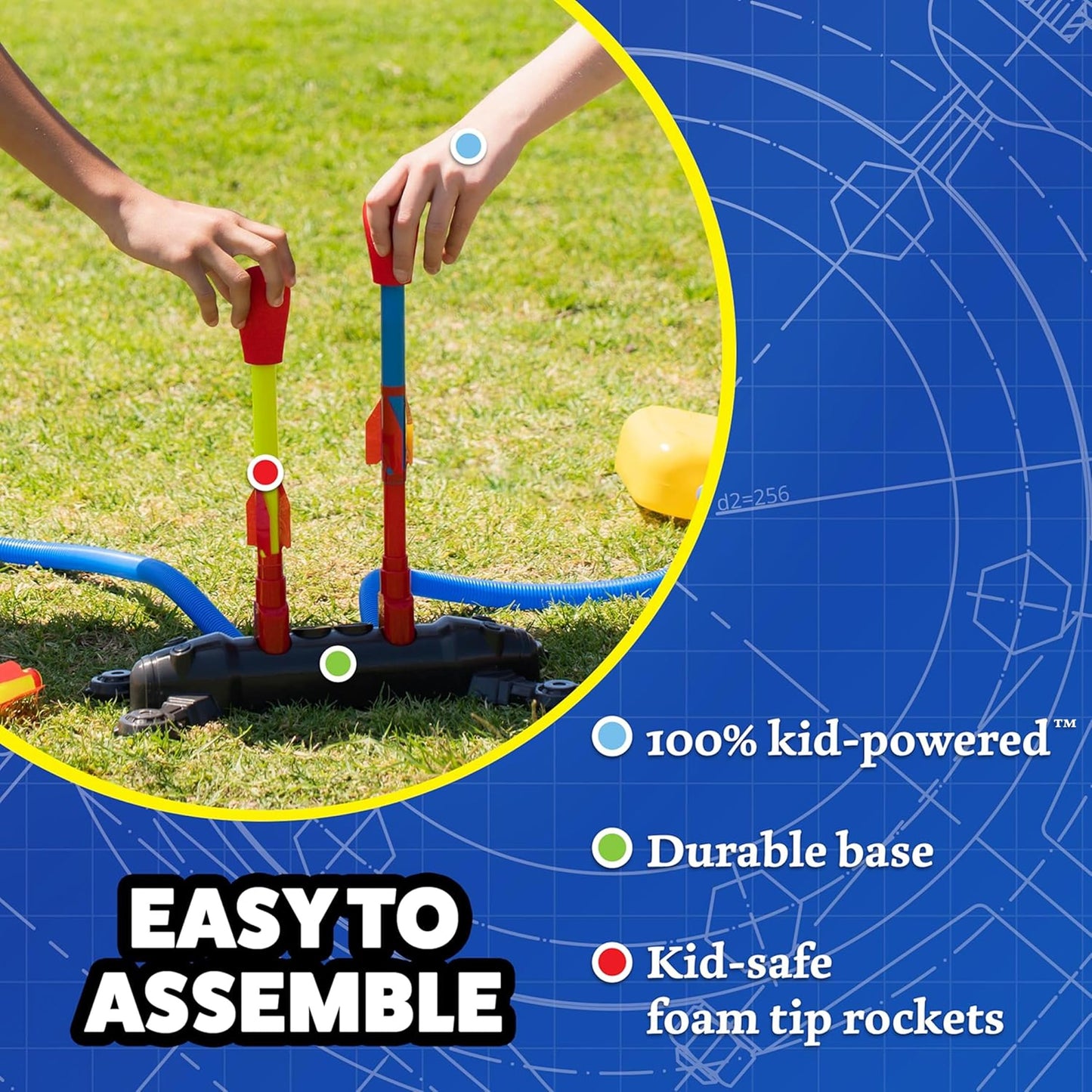 The Original Stomp Rocket Dueling Rockets Launcher, 4 Rockets and Toy Rocket Launcher - Outdoor Rocket STEM Gift for Boys and Girls Ages 6 Years and Up - Great for Outdoor Play Stomp Rocket