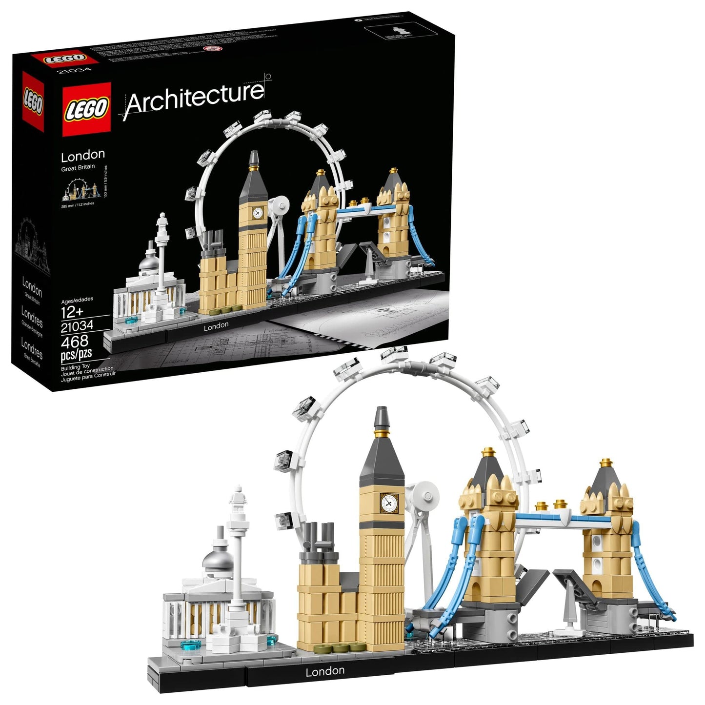 LEGO Architecture London Skyline 21034 Collectible Model Building Kit with London Eye, Big Ben, and Tower Bridge, Office Home Décor, Skyline Collection LEGO
