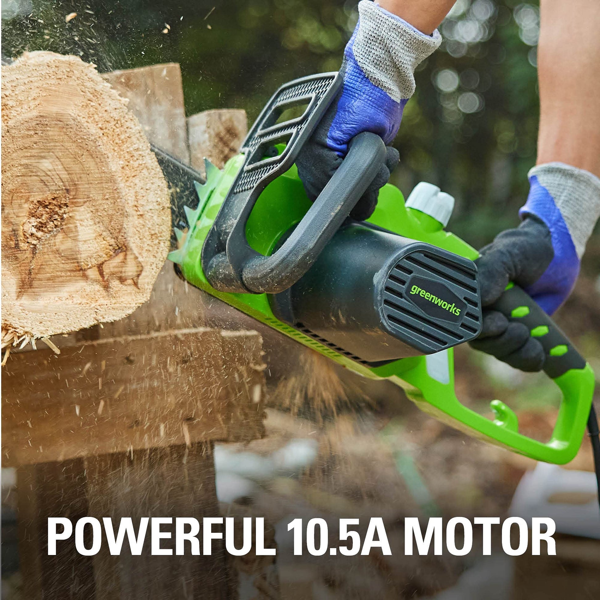 Greenworks 9 Amp 14-Inch Corded Chainsaw with Tool-less Chain Tensioning & Auto Oiling, Electric Handheld Chainsaw for Garden Yard Maintenance Tree Felling Triming, Firewood Cutting Logging Pruning Greenworks