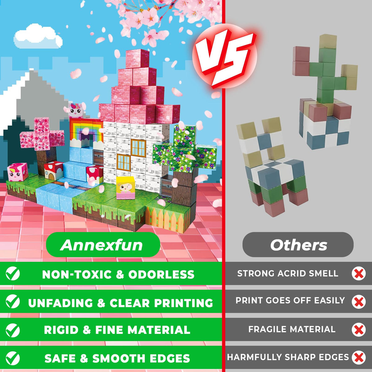Annexfun Magnetic Blocks - 100PCS Magnetic Building Blocks Unicorn Magnets Cubes - Magnetic Toys for 3 Year Old Girl, Christmas Birthday Gifts for 3 4 5 6 7 8 9 10 Year Old Kids 🍁 All In One Marketplace Canada
