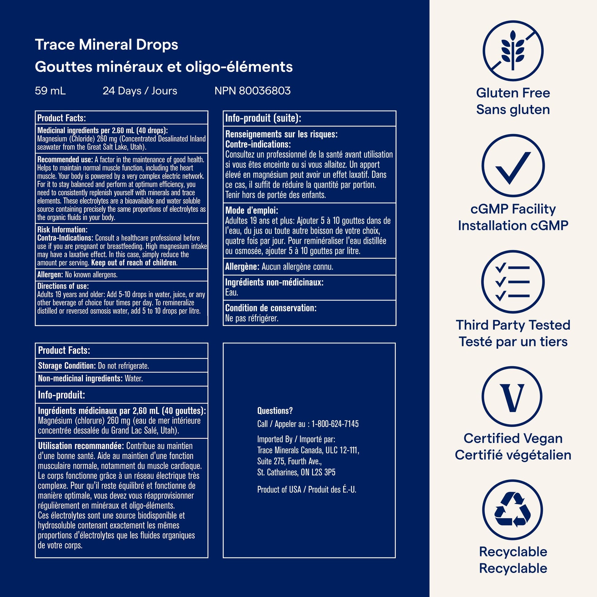 Trace Minerals ConcenTrace Drops | 60 ML | Full Spectrum Minerals | Ionic Liquid Magnesium, Chloride, Potassium | Low Sodium | Energy, Electrolytes, Hydration Trace Minerals