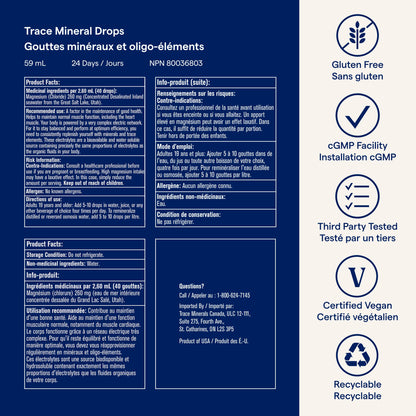 Trace Minerals ConcenTrace Drops | 60 ML | Full Spectrum Minerals | Ionic Liquid Magnesium, Chloride, Potassium | Low Sodium | Energy, Electrolytes, Hydration Trace Minerals
