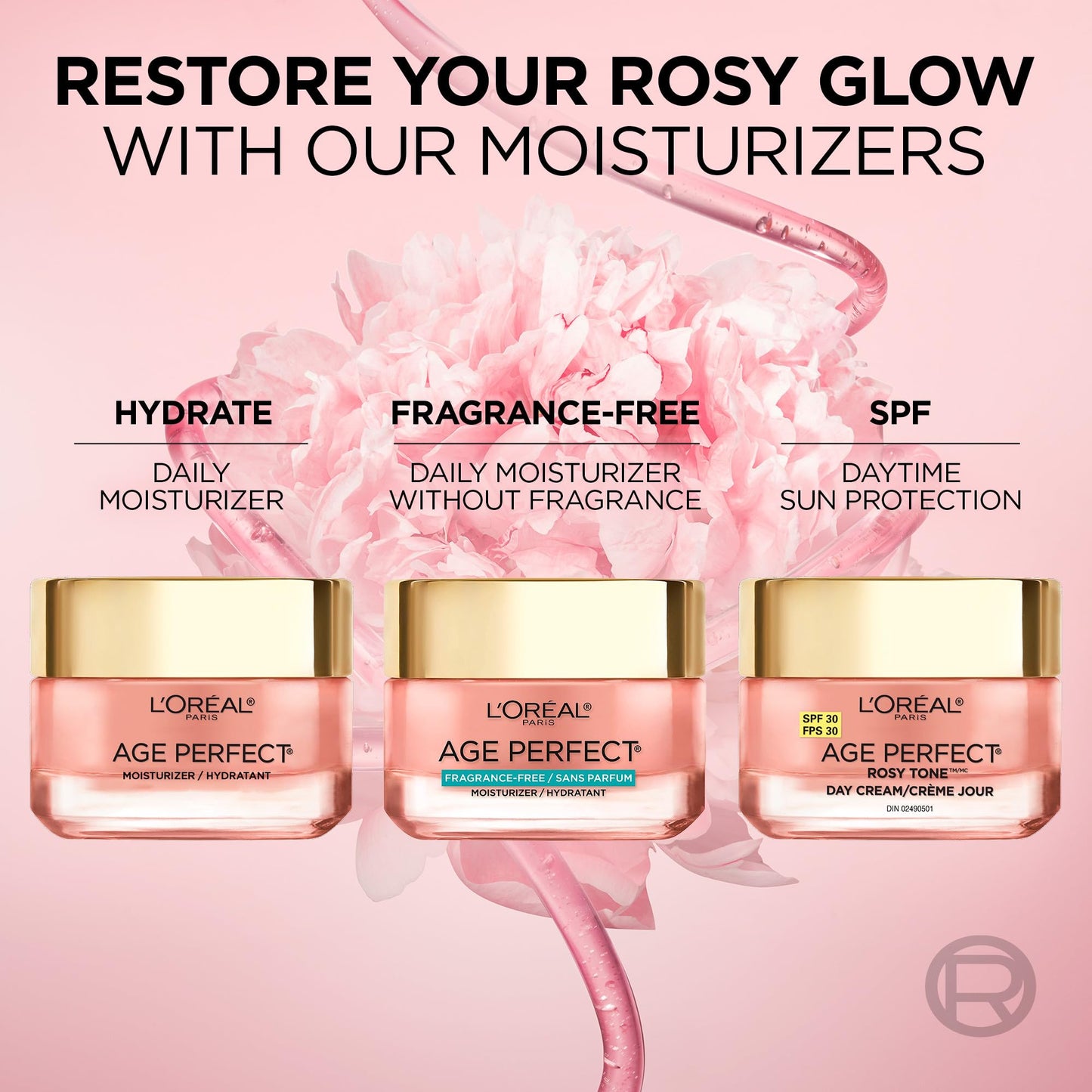 L’Oréal Paris Age Perfect Rosy Tone SPF 30 Moisturizer, with Imperial Peony Extract, For Mature Skin, Skincare, 50 ml L'Oreal Paris