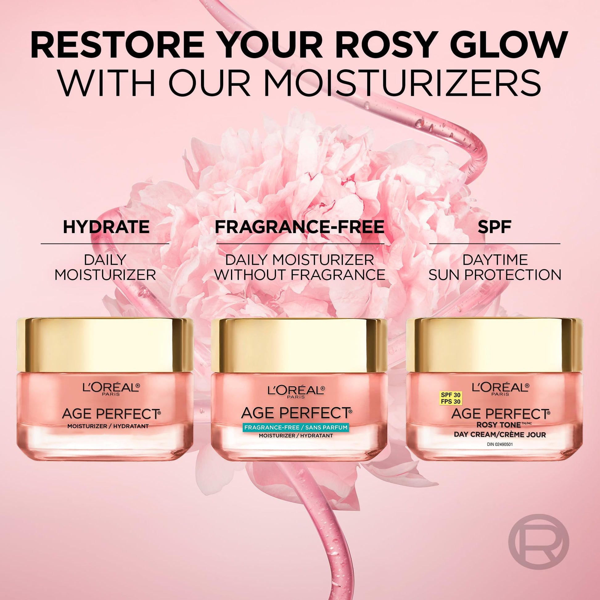 L’Oréal Paris Age Perfect Rosy Tone SPF 30 Moisturizer, with Imperial Peony Extract, For Mature Skin, Skincare, 50 ml L'Oreal Paris