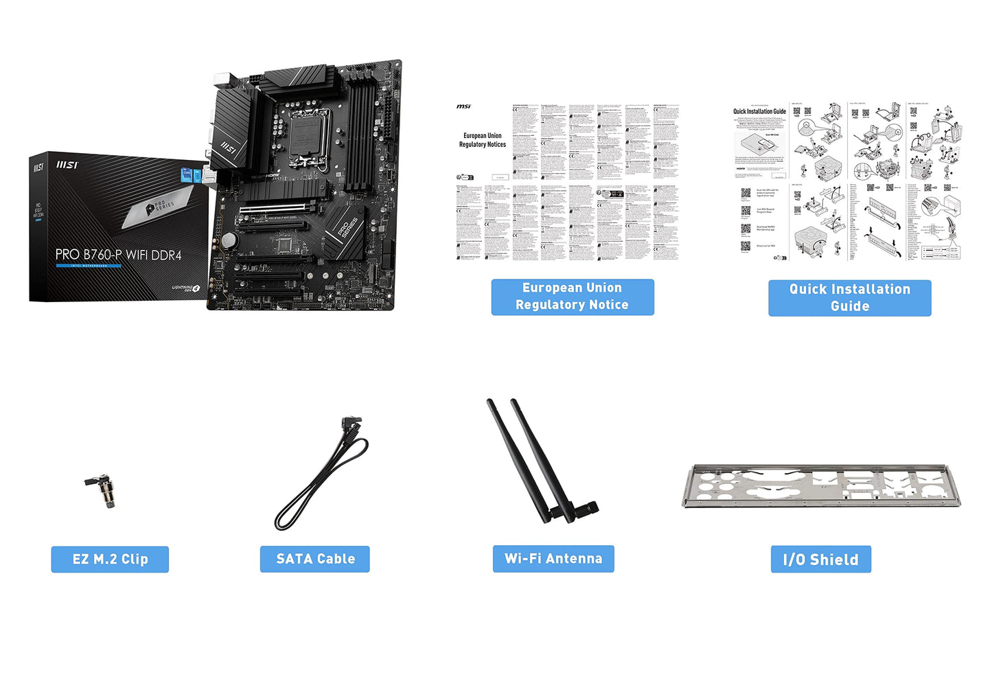 MSI PRO B760-P WiFi DDR4 ProSeries Motherboard (Supports 12th/13th Gen Intel Processors, LGA 1700, DDR4, PCIe 4.0, M.2, 2.5Gbps LAN, USB 3.2 Gen2, Wi-Fi 6E, ATX) MSI