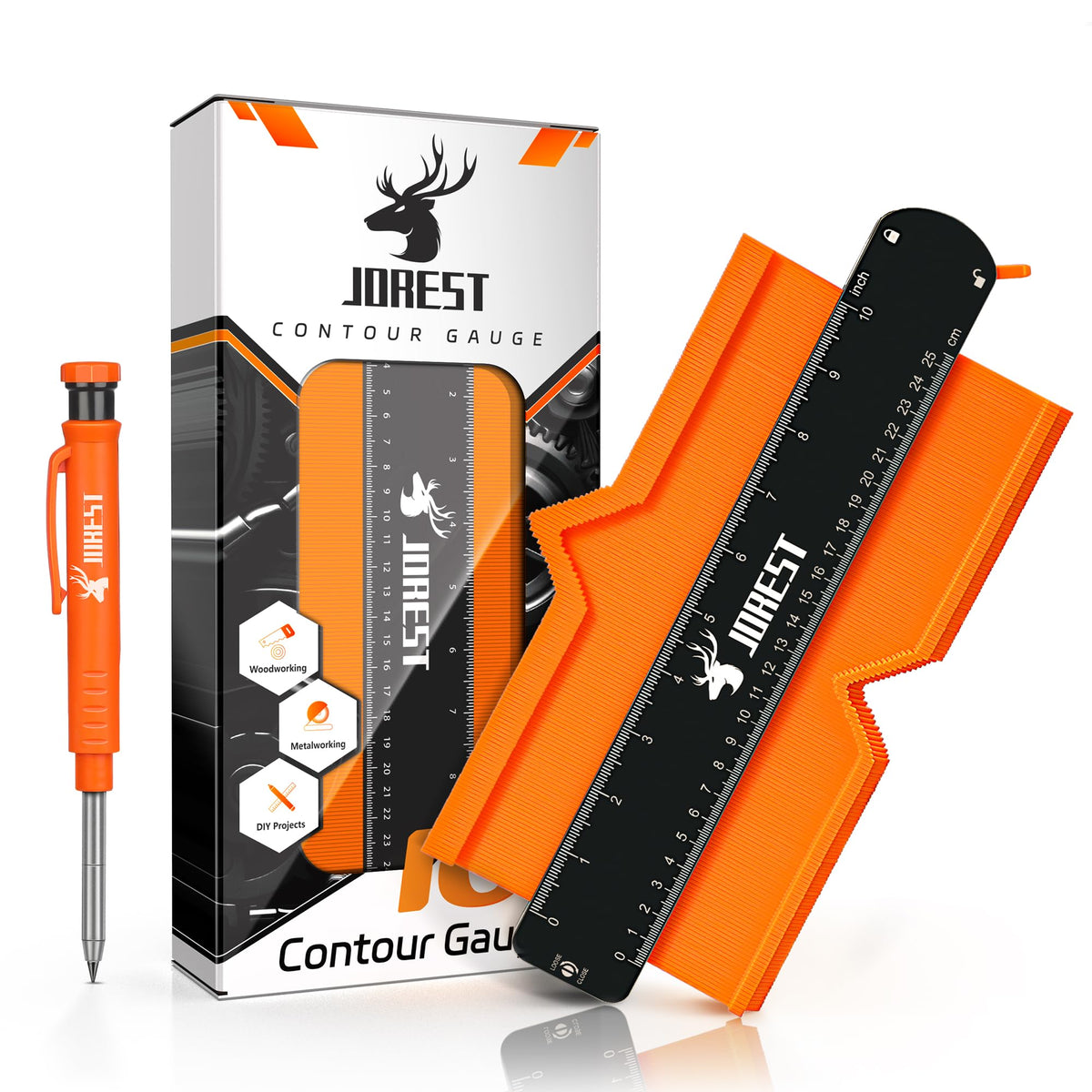 JOREST Contour Gauge Christmas Gifts Ideas (10 Inch), Stocking Stuffers for Men Dad Husband Him, Profile Outline Shape Duplicator with Lock, Template Tool for Woodworking/DIY/Flooring/Tile Laying 🍁 All In One Marketplace Canada