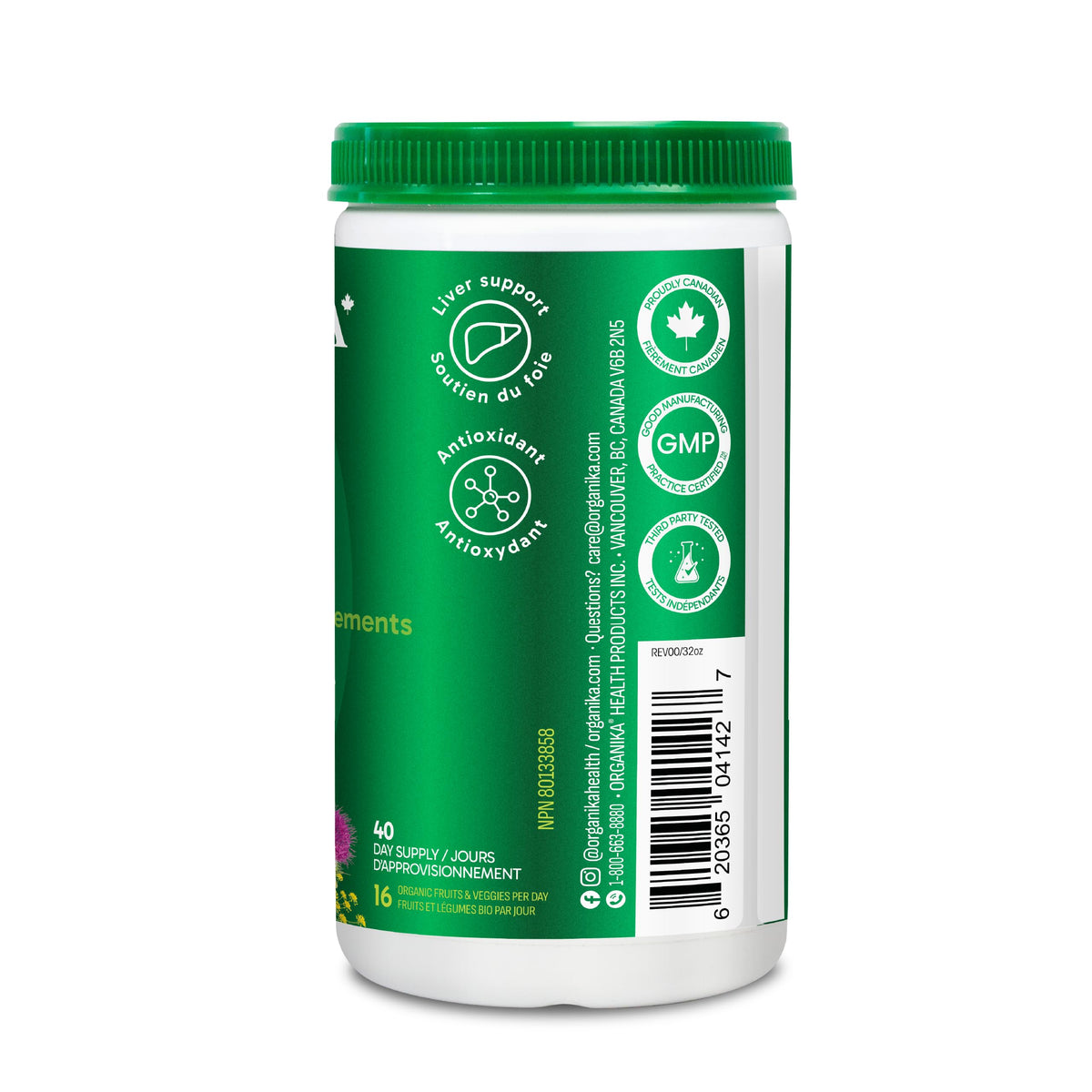Organika Canadian-Made Digest Greens for Gut Health + Bloat Relief- Organic Greens Powder with NAC and Milk Thistle- Detox, Antioxidants, Digestion and Liver Support - Pineapple Punch Flavour- 340g