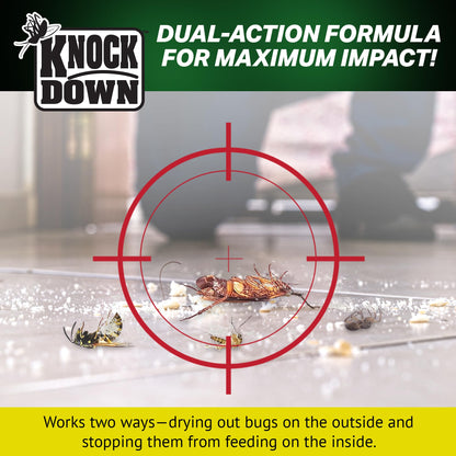 KNOCK DOWN - Diatomaceous Earth Insect Killer, Cockroach, Flea, Ant, Silverfish, Bed Bug Killer for Indoor and Outdoor Use, Food Grade Diatomaceous Earth Powder with Bait, 1kg Pail