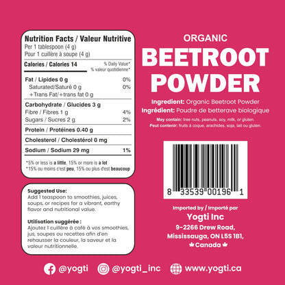 Yogti Organic Beetroot Powder 500g – Pure, Non-GMO, Vegan, Gluten-Free – Fine Red Beet Powder for Smoothies, Baking, Lattes & Natural Color – Premium Superfood Ingredient - 1 Count Yogti