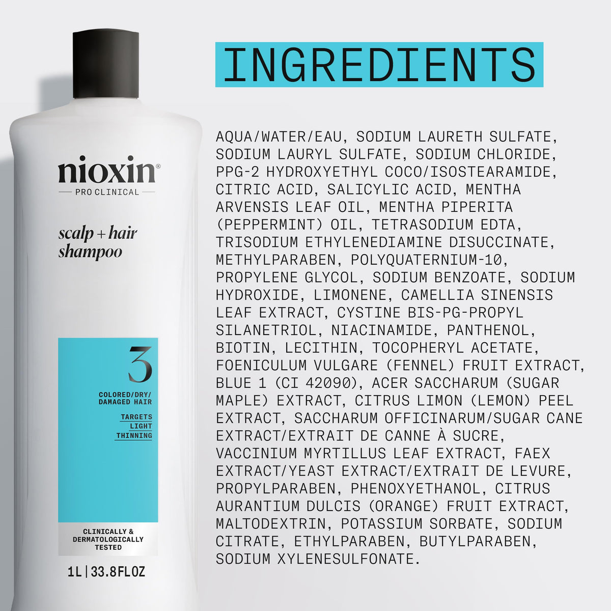 Nioxin System 3 | Scalp & Hair Shampoo | Coloured, Dry, & Damaged Hair