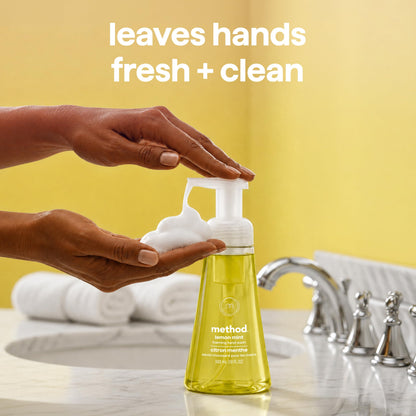 Method Foaming Hand Soap, Biodegradable Formula with Foaming Soap Dispenser Made of 100% Recycled Plastic, Lemon Mint Scent, 300 ml Soap Pump Bottles, 6 Pack Method
