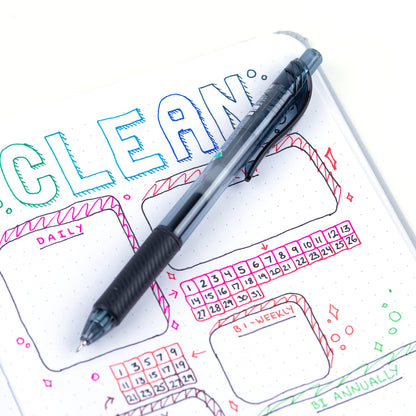 Pentel EnerGel X Retractable Gel Pen, 0.5mm Needle Tip, Black Ink, 12PK