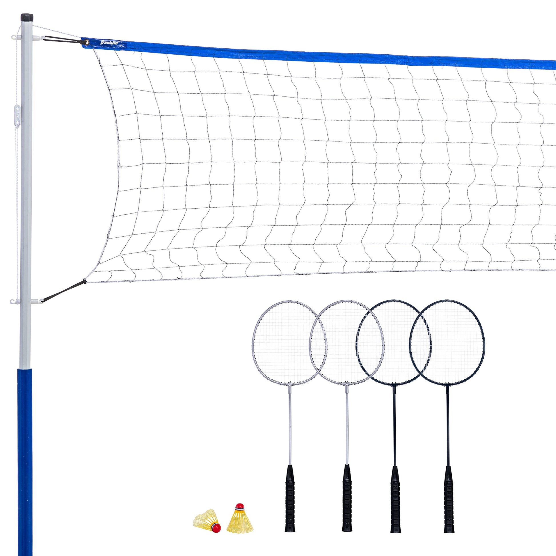Franklin Sports Badminton Set - Portable Badminton Set - Adult and Kids Badminton Net - Perfect Backyard/Lawn Game - Includes 4 Badminton Racquets - Recreational Franklin Sports