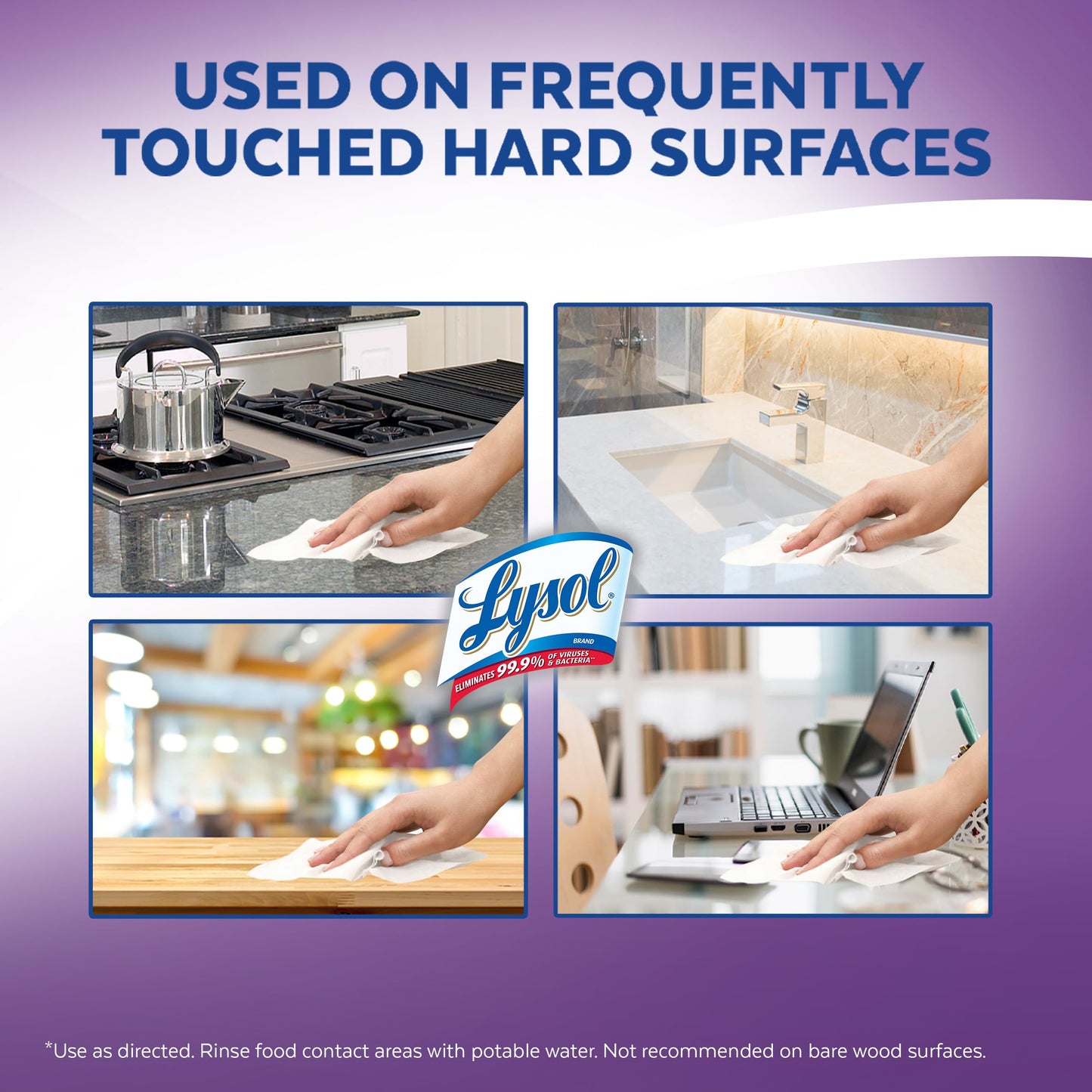 Lysol Disinfecting Wipes, Thick Cleaning Wipes with Micro Pocket Pattern for Home & Electronics, Eliminates Germs on 100+ Surfaces, Removes Allergens, Lavender Scent, 6 x 75 Count (450 Total Wipes)