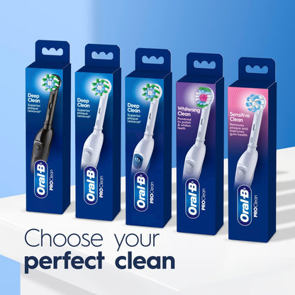 Oral B Pro Clean Battery Toothbrush, Deep Clean - White, 1 Toothbrush, 1 Brush Head, Built-in Timer and batteries included