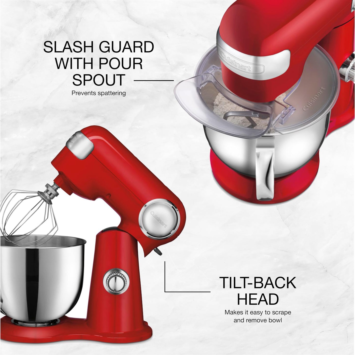 Cuisinart Precision Master 5.5-Quart Tilt-Head Stand Mixer, 12 Speed, 500W, Includes Bowl, Dough Hook, Chef's Whisk and Flat Mixing Paddle, Red (SM-50RC) - Available at All In One Marketplace Canada