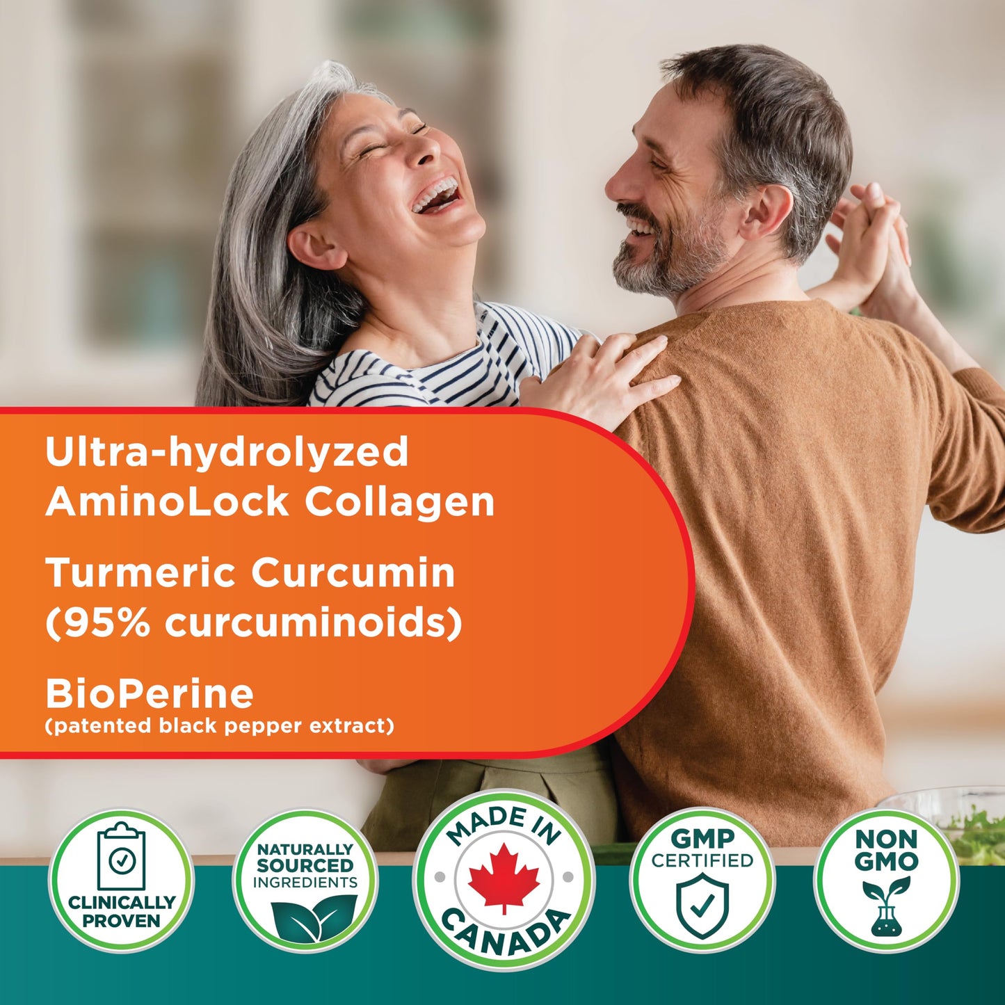 Genacol Anti-Inflammatory (60-Day Supply) – Turmeric Curcumin Supplement with Black Pepper (BioPerine) and Collagen Peptides, Relieves Inflammation, Osteoarthritis Pain Relief, 180 Capsules - Available at All In One Marketplace Canada